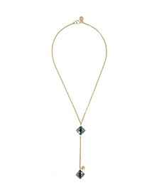 14k Gold Filled Beautiful Chain with 2 Diamond Shaped Semiprecious Stones Y20 Necklace