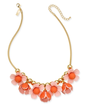 image of Inc Gold-Tone 3D Flower Statement Necklace, 18
