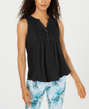 image of Charter Club Sleeveless Pintuck Blouse, Created for Macy-s