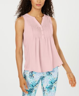 sleeveless pintuck blouse