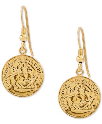 Macy's - Coin Medallion Drop Earrings in 18k Gold-Plated Sterling Silver