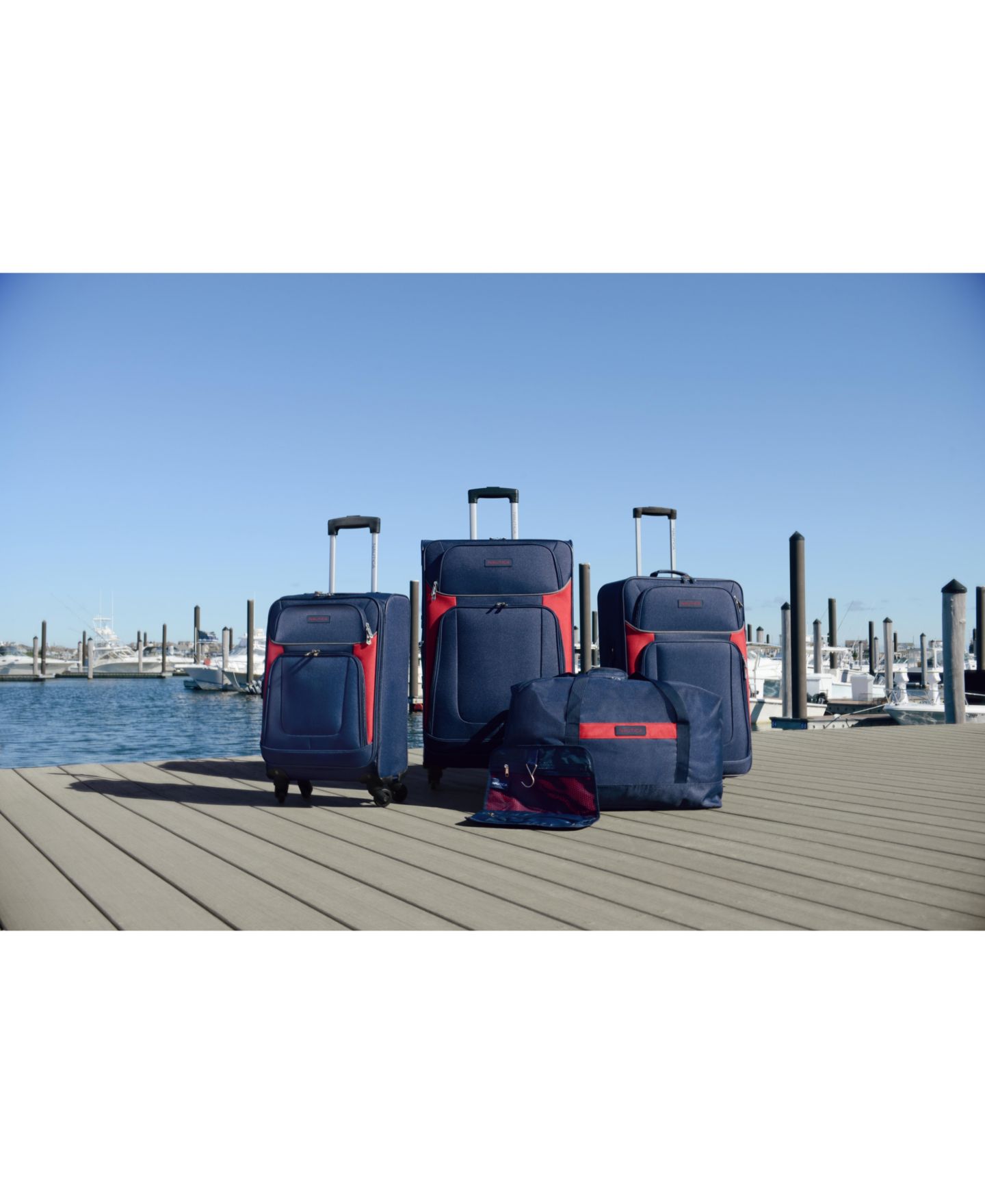 Чемоданы Nautica Oceanview 5-Piece Luggage Set, цвет: Тёмно-синий / Красный — фото 12