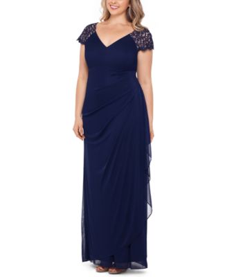 Plus Size Lace-Shoulder Gown