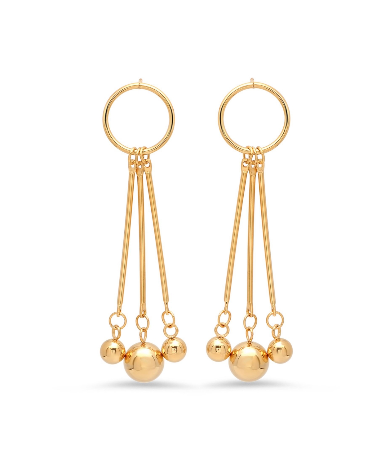 Ladies 18K Micron Gold Plated Stainless Steel Circle Drop Earrings - Gold-Plated