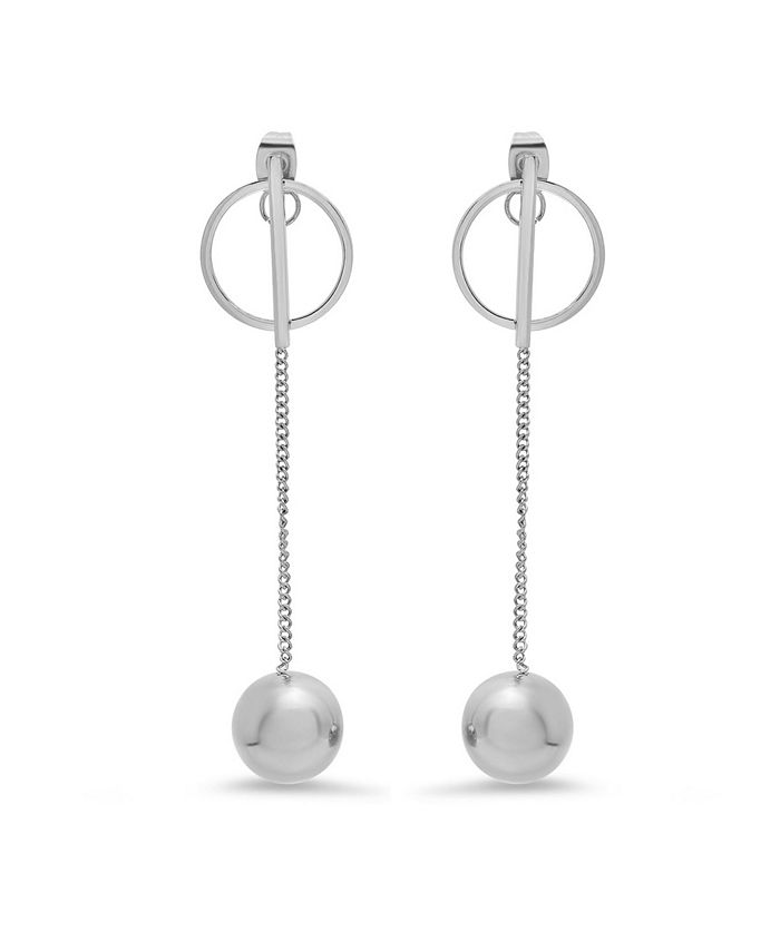 STEELTIME Stainless Steel Ball Drop Earrings - Macy's