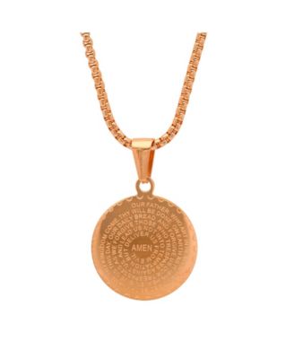 18K Micron Rose Gold Plated Father Prayer Double Sided Stainless Steel Pendant Necklace