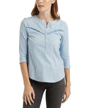 image of Lucky Brand Ruffle-Trim Henley Top