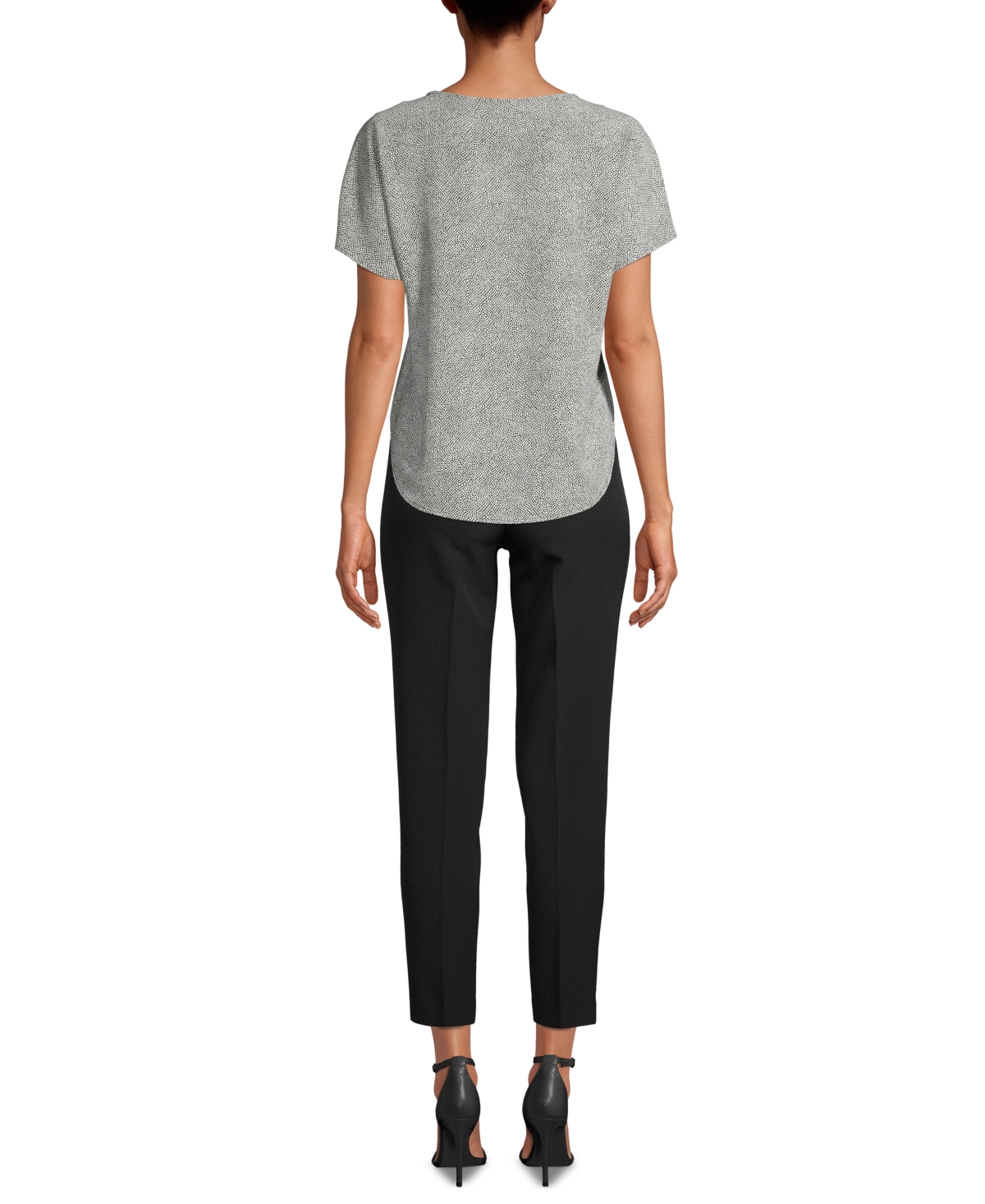 Anne Klein Petite Printed Boat-Neck Top -Anne Black