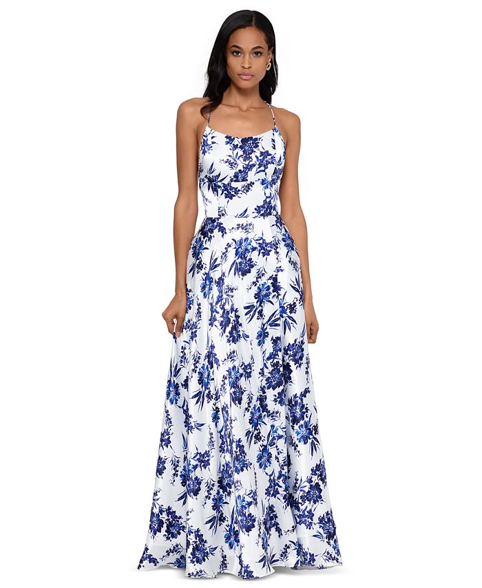 Betsy & Adam Floral-Print Tulip Gown - Macy's