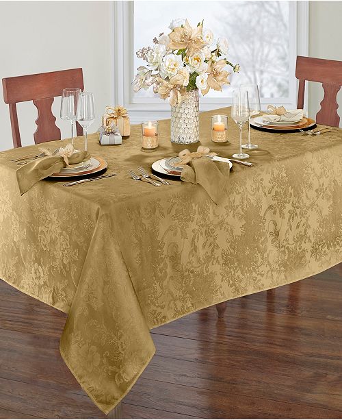 Elrene Elrene Poinsettia Jacquard Holiday Tablecloth 60 X 102 Reviews Table Linens Dining Macy S