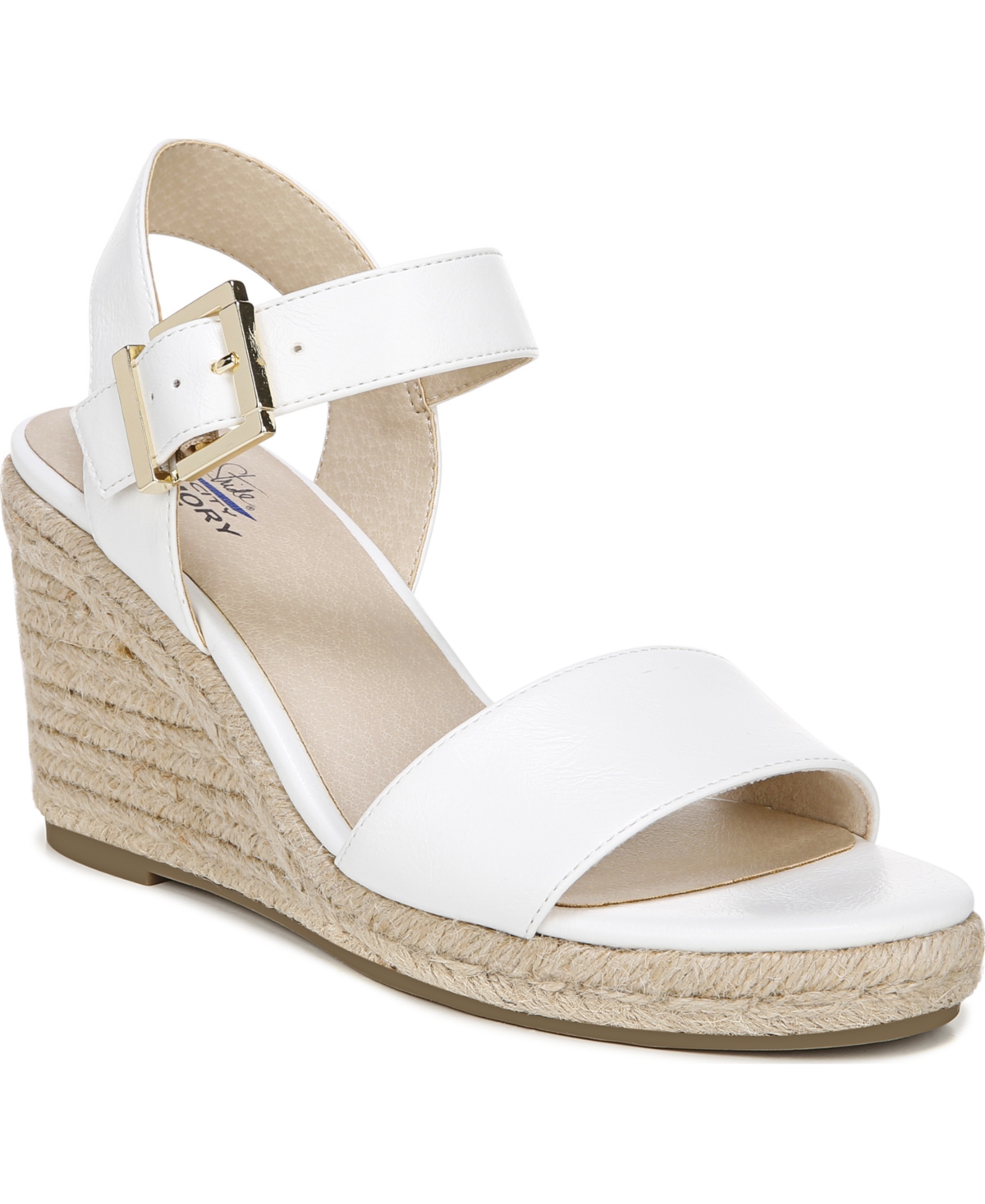 Shop Lifestride Women's Tango Espadrille Wedge Sandals In White Faux Leather