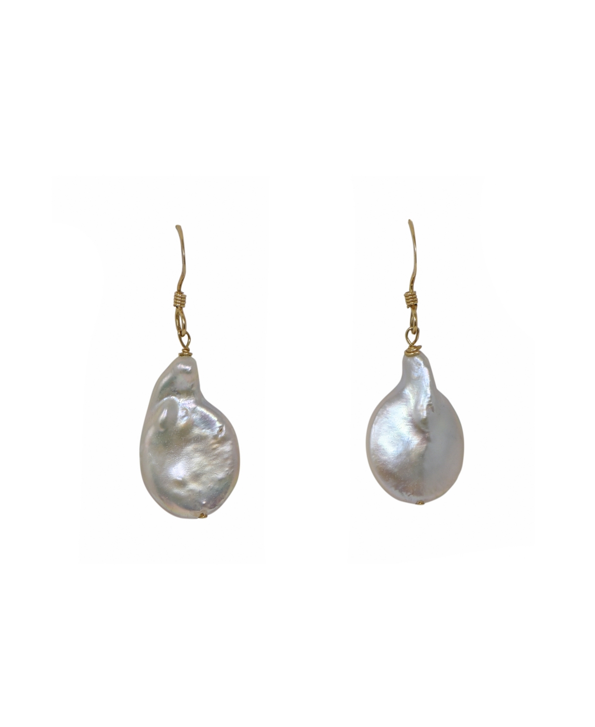 14k Gold Filled Single Natural Keshi Pearl Drop Earring - White