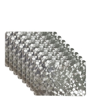 Dainty Home Reversible Metallic Shimmering Water Cube Dining Table Indoor Outdoor Placemats - Set of 8