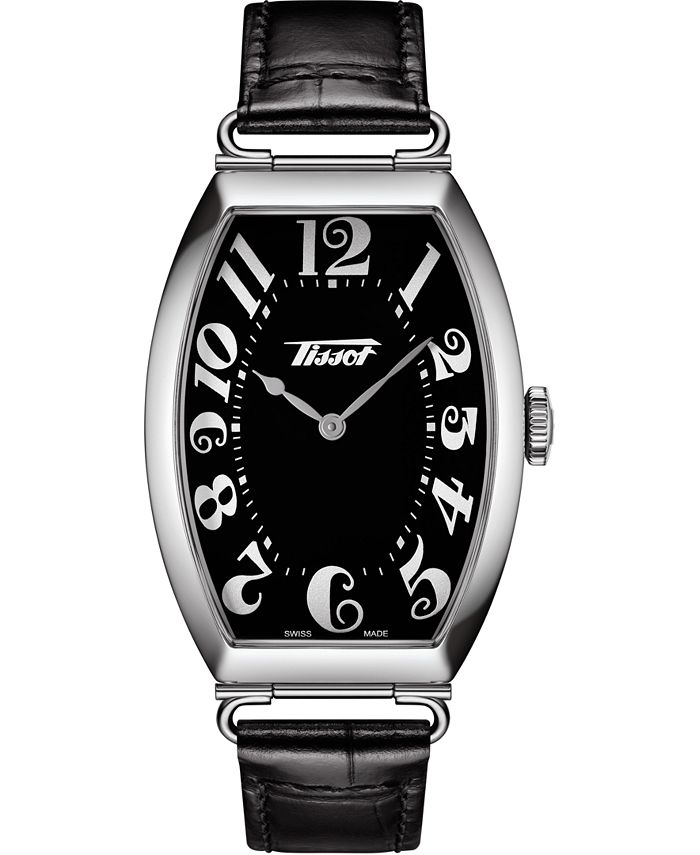 Tissot - Unisex Swiss Heritage Porto Black Leather Strap Watch 42mm