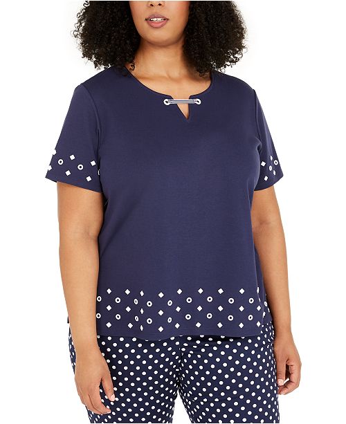 Alfred Dunner Plus Size Ship Shape Split Neck T Shirt Reviews