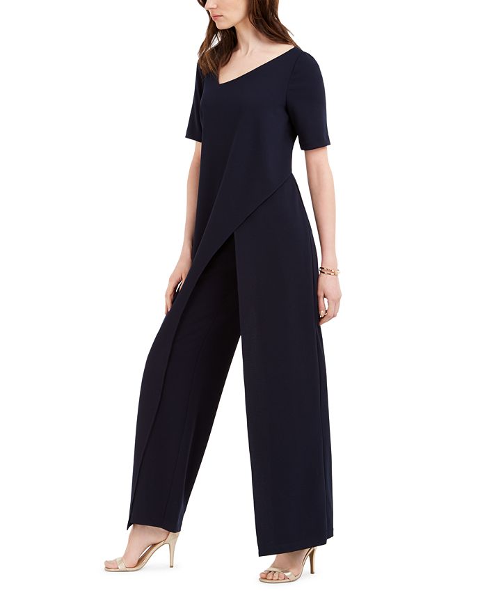 Adrianna Papell Asymmetrical Draped Jumpsuit - Macy's