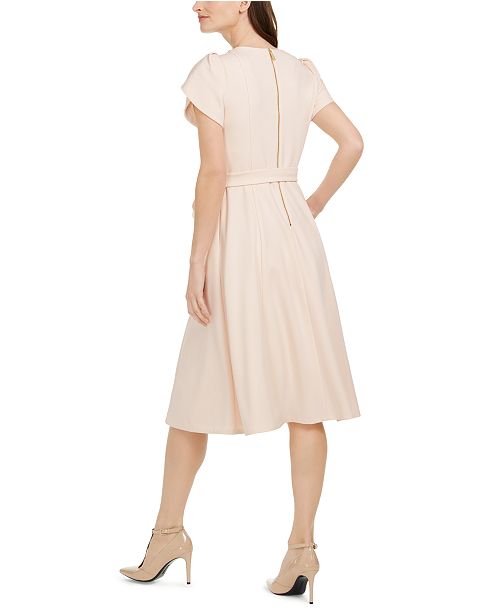 Calvin Klein Tulip-Sleeve Fit & Flare Midi Dress & Reviews - Dresses ...