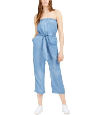 blue cropped jumpsuit