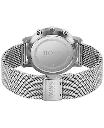 BOSS - Men's Chronograph Integrity Stainless Steel Mesh Bracelet Watch 43mm