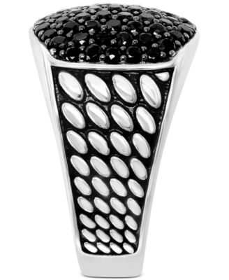 EFFY&reg; Men's Black Spinel Cluster Ring in Sterling Silver
