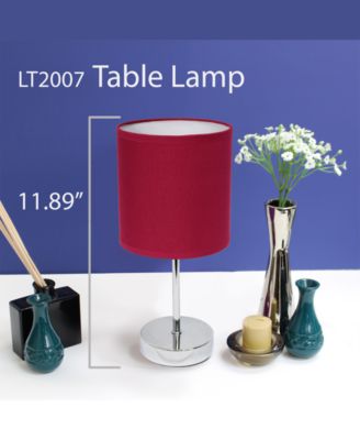 Simple Designs Chrome Mini Basic Table Lamp with Fabric Shade 2 Pack Set