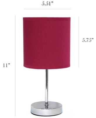 Simple Designs Chrome Mini Basic Table Lamp with Fabric Shade