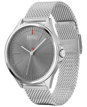 HUGO - Men's #SMASH Stainless Steel Mesh Bracelet Watch 43mm