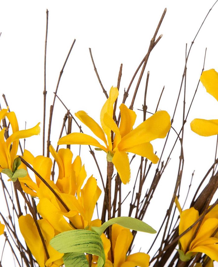 Glitzhome 24" L Bamboo Tobacco Basket with 24" D Artificial Winter