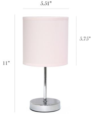 Simple Designs Chrome Mini Basic Table Lamp with Fabric Shade 2 Pack Set