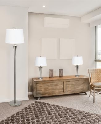 Elegant Designs Tapered 3 Pack Lamp Set 2 Table Lamps, 1 Floor Lamp with White Shades