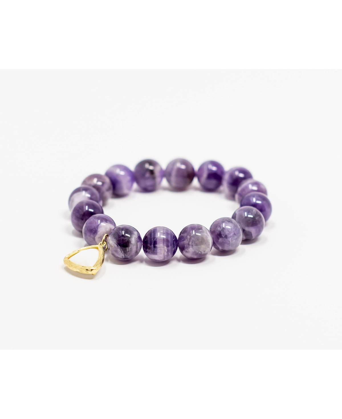 Amethyst Beaded Gem Single with Crystal Accent Bracelet - Purple