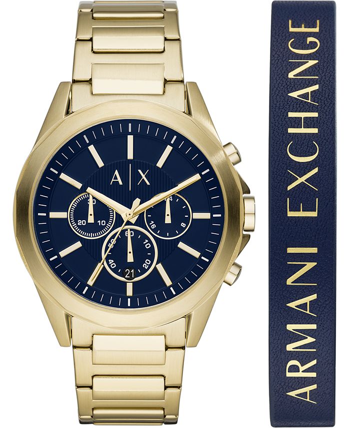 Mens armani exchange watch gold clearance