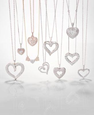 EFFY&reg; Diamond Pav&eacute; Triple Heart Pendant Necklace (1/4 ct. t.w.) in 14k Gold, White Gold & Rose Gold or 14k White Gold