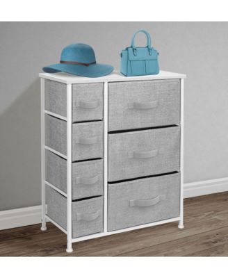 Dresser with 7 Drawers - Storage Chest Organizer with Steel Frame, Wood Top, Handles, Fabric Bins