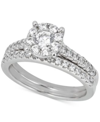 Diamond Halo Bridal Set 1 ct. t.w. in 14K White Gold White Gold