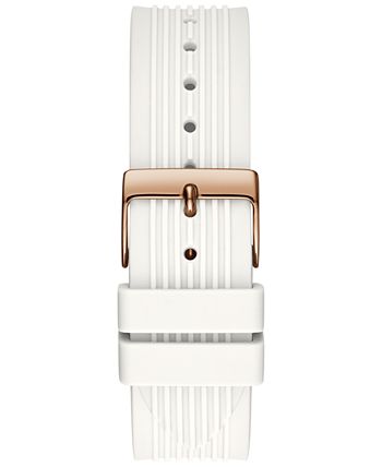 GUESS - Women's White Silicone Strap Watch 39mm