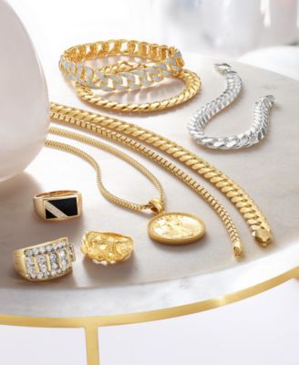 Men's Solid Cuban Link Bracelet in 14k Gold-Plated Sterling Silver
