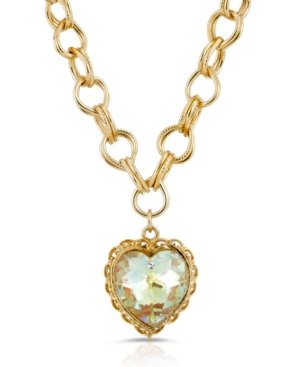 image of 2028 Swarovski Crystal Aurora Borealis Heart Pendant Necklace