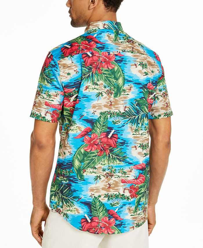 Club Room Men's Island Beach Tropical Print Short Sleeve Shirt, Created ...