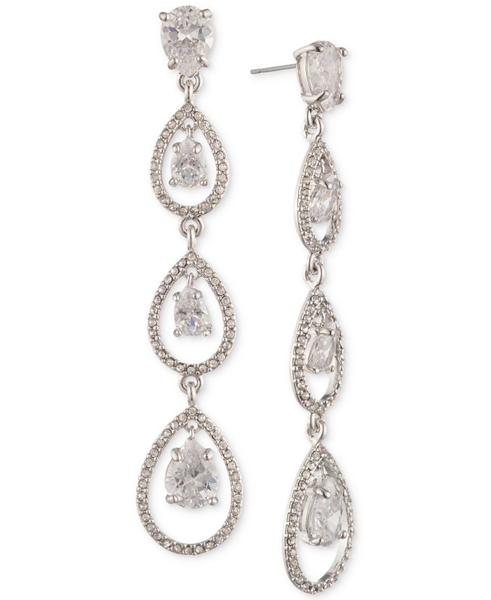 Givenchy SilverTone Crystal Linear Drop Earrings Macy's