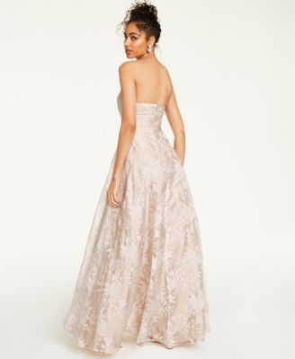 Say Yes to the Prom Juniors' Embellished Floral Burnout Strapless Gown, Created for Macy's