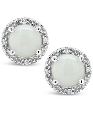Opal (5/8 ct. t.w.) and Diamond Accent Stud Earrings in Sterling Silver