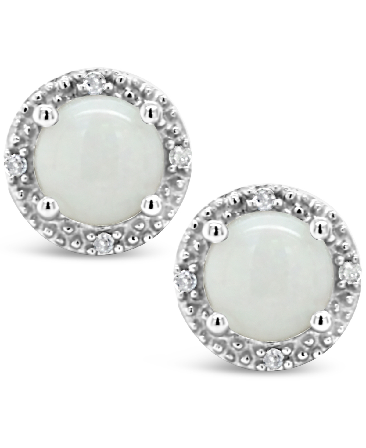 (5/8 ct. t.w.) and Diamond Accent Stud Earrings in Sterling Silver - Opal