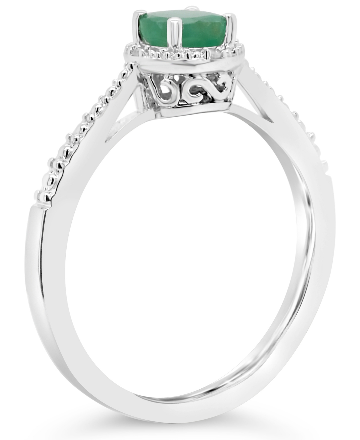 (1/2 ct. t.w.) and Diamond Accent Ring in Sterling Silver (Also Available in Aquamarine) - Emerald