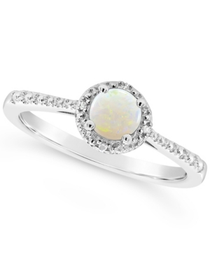 image of Opal (1/3 ct. t.w.) and Diamond Accent Ring in Sterling Silver