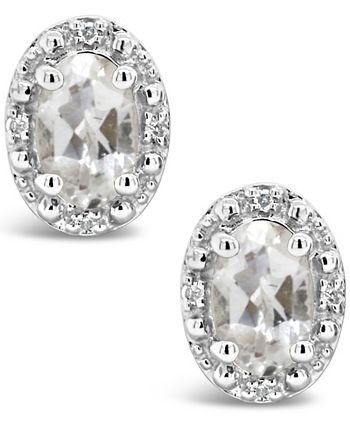 Macy's - White Topaz (1-1/8 ct. t.w.) and Diamond Accent Stud Earrings in Sterling Silver