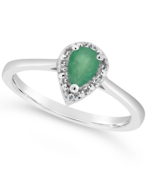 image of Emerald (3/8 ct. t.w.) and Diamond Accent Ring in Sterling Silver