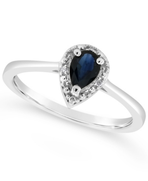 image of Sapphire (3/8 ct. t.w.) and Diamond Accent Ring in Sterling Silver