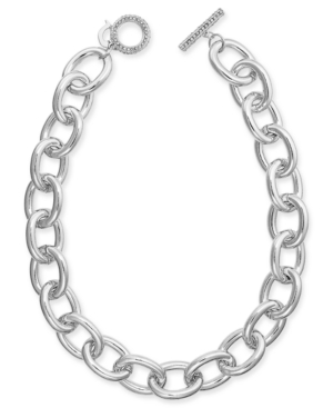 image of Thalia Sodi Silver-Tone Pave Large Link 18