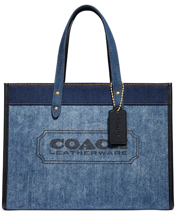 COACH Branded Denim & Leather Field Tote & Reviews - Handbags & Accessories  - Macy's